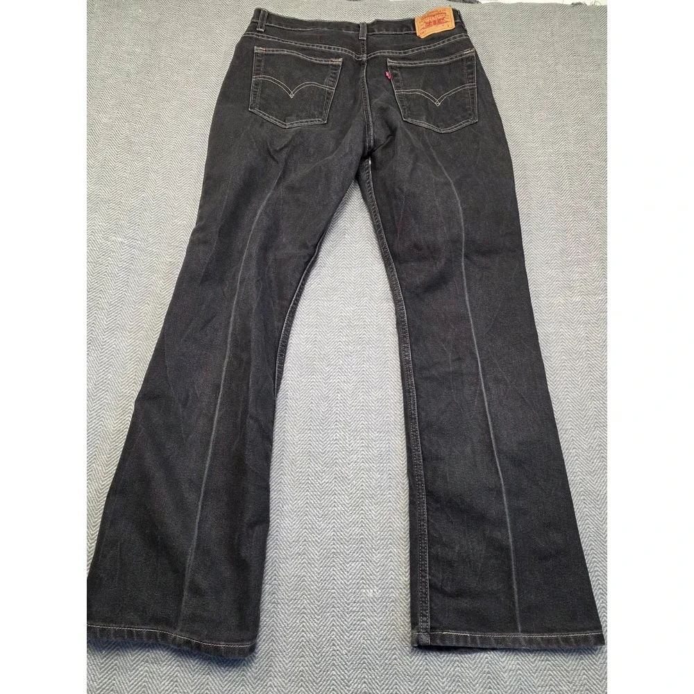 Levis 515 Boot Cut Lower Rise Jeans Black Denim Womens‎ 12M Dark Wash 0402